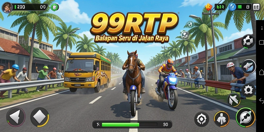 Screenshot 99RTP menampilkan adrenalin tinggi saat balapan.
