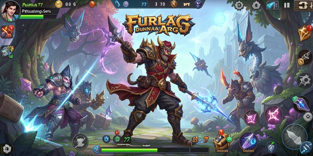 Tampilan gameplay <strong>FURLA77</strong> menunjukkan aksi seru dan karakter beragam.