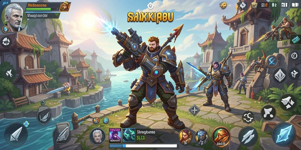 Tampilan gameplay KAKRP yang dinamis dan menawan dalam pertempuran strategi.