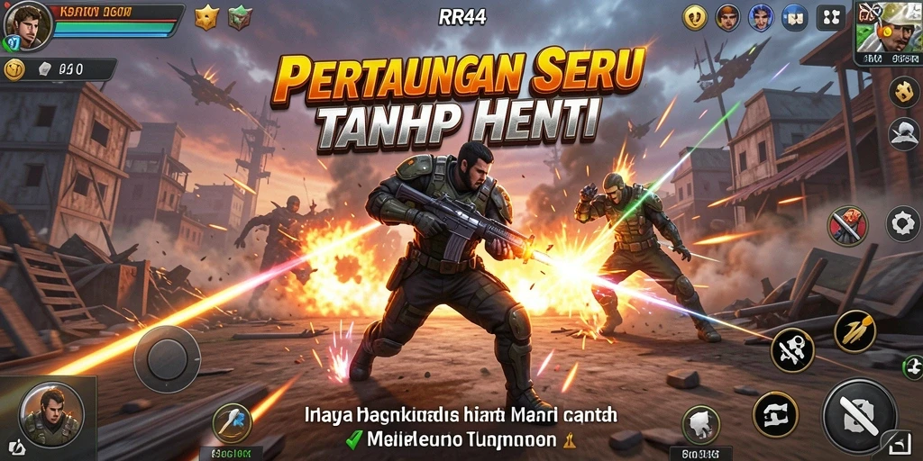 Screenshot gameplay menampilkan aksi pertarungan yang mendebarkan di RR44.